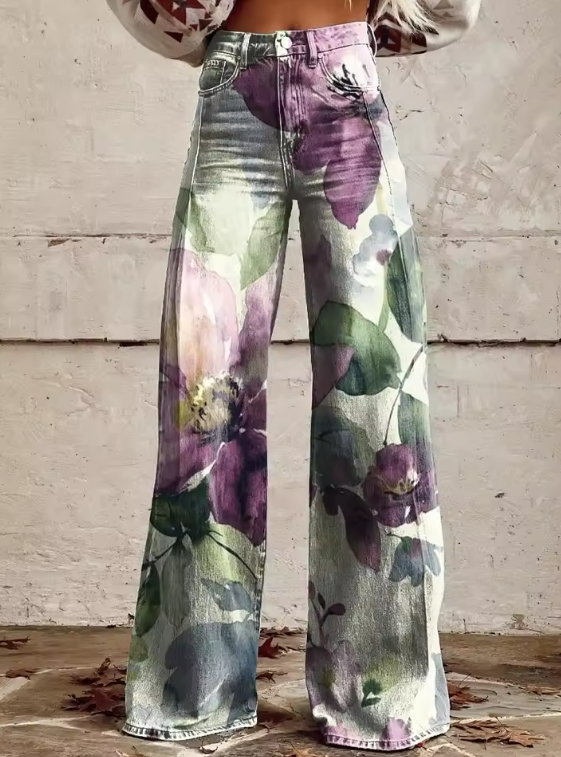 Alice Vintage Petal™ | Soft Bloom Watercolour Trousers