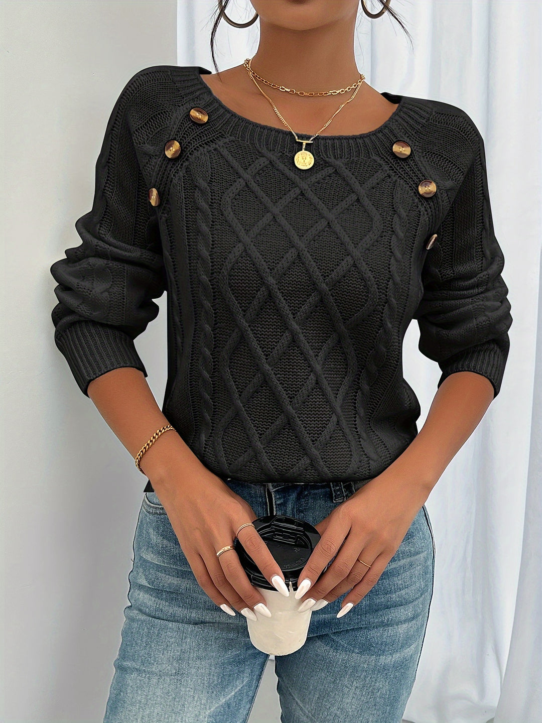 Harper Luxe™ | Button Knit Jumper