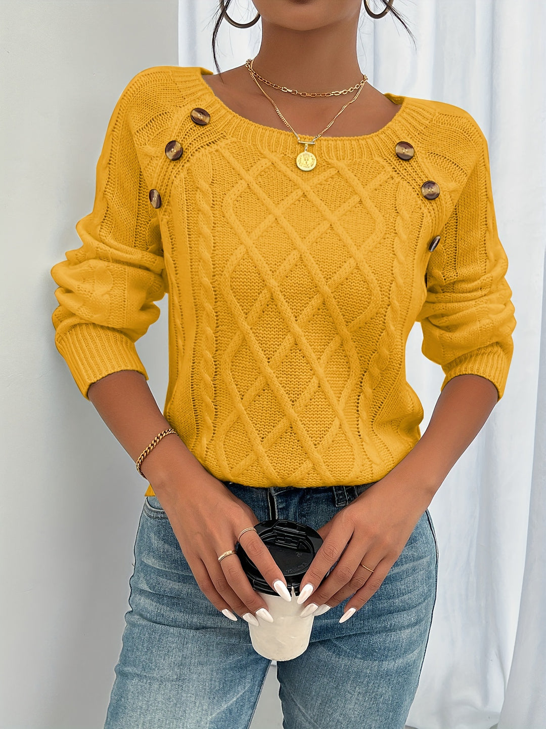 Harper Luxe™ | Button Knit Jumper