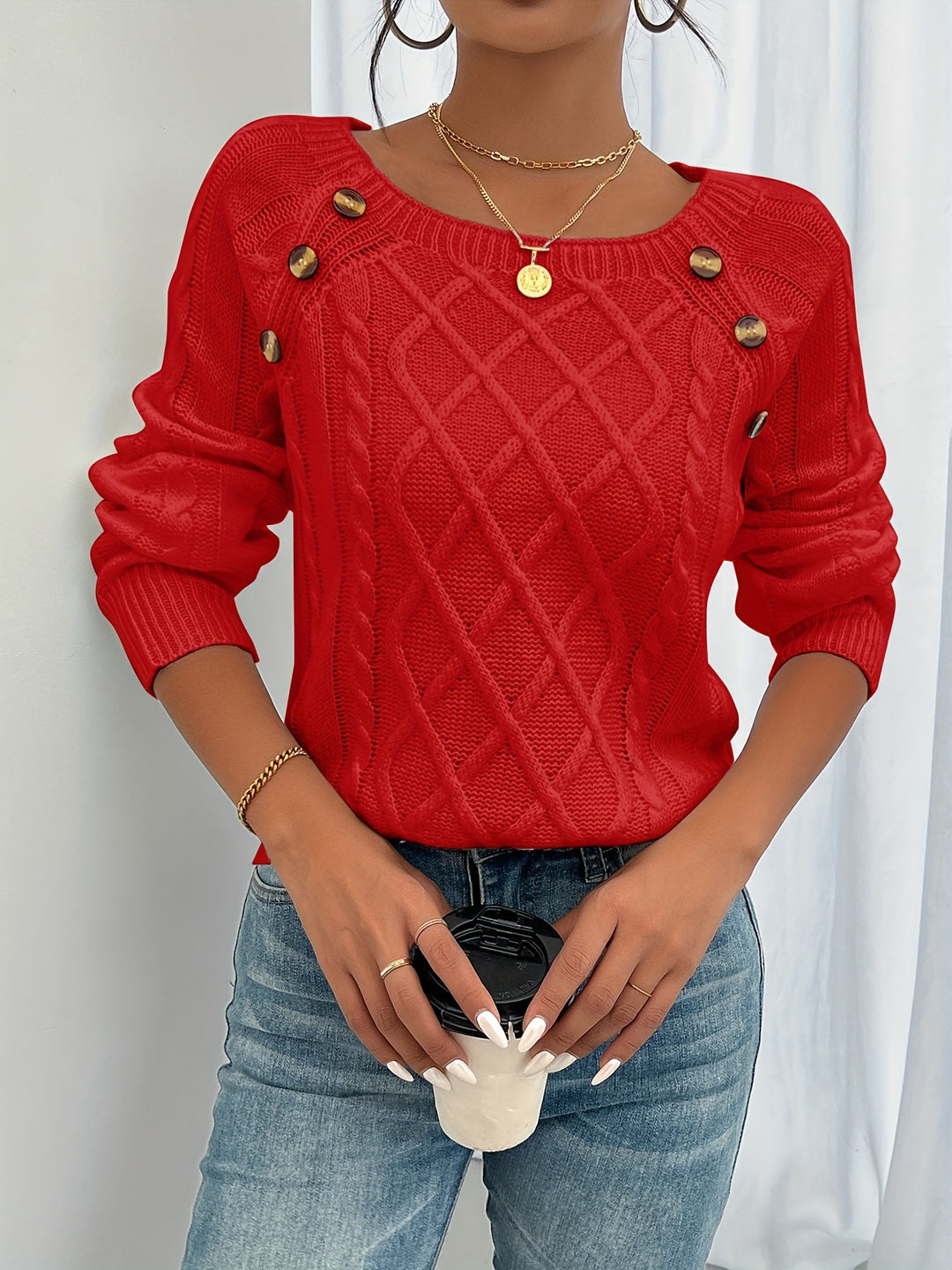 Harper Luxe™ | Button Knit Jumper