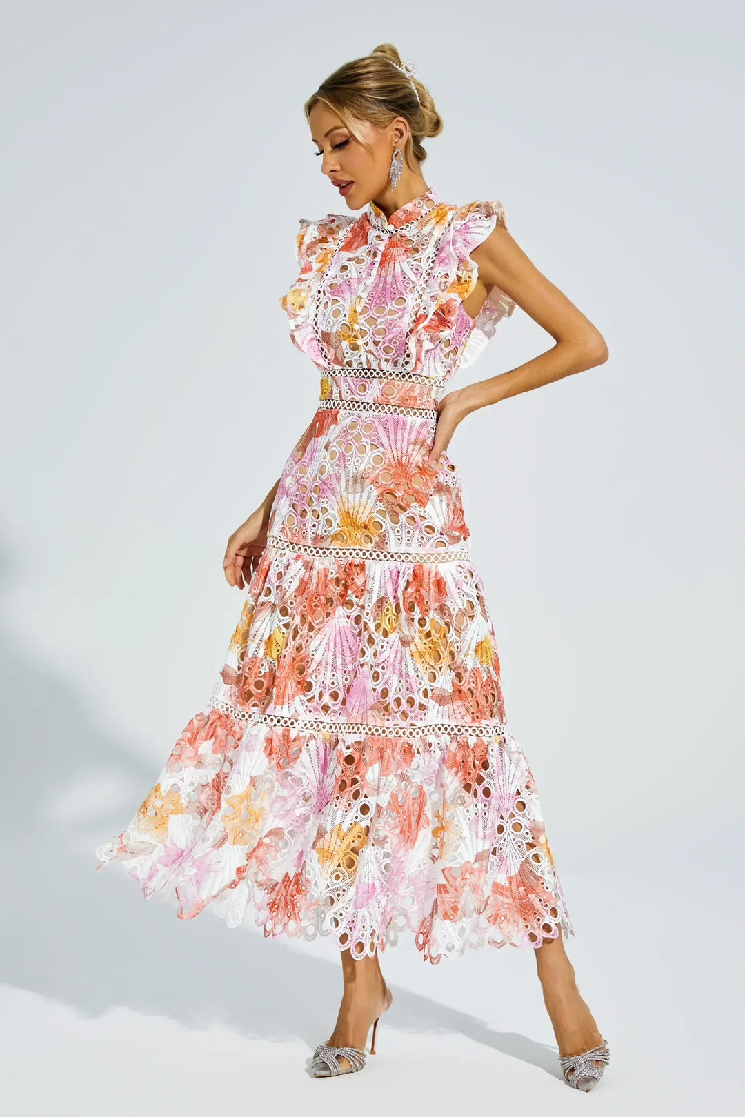 Paula Hollow Sleeveless Midi Dress