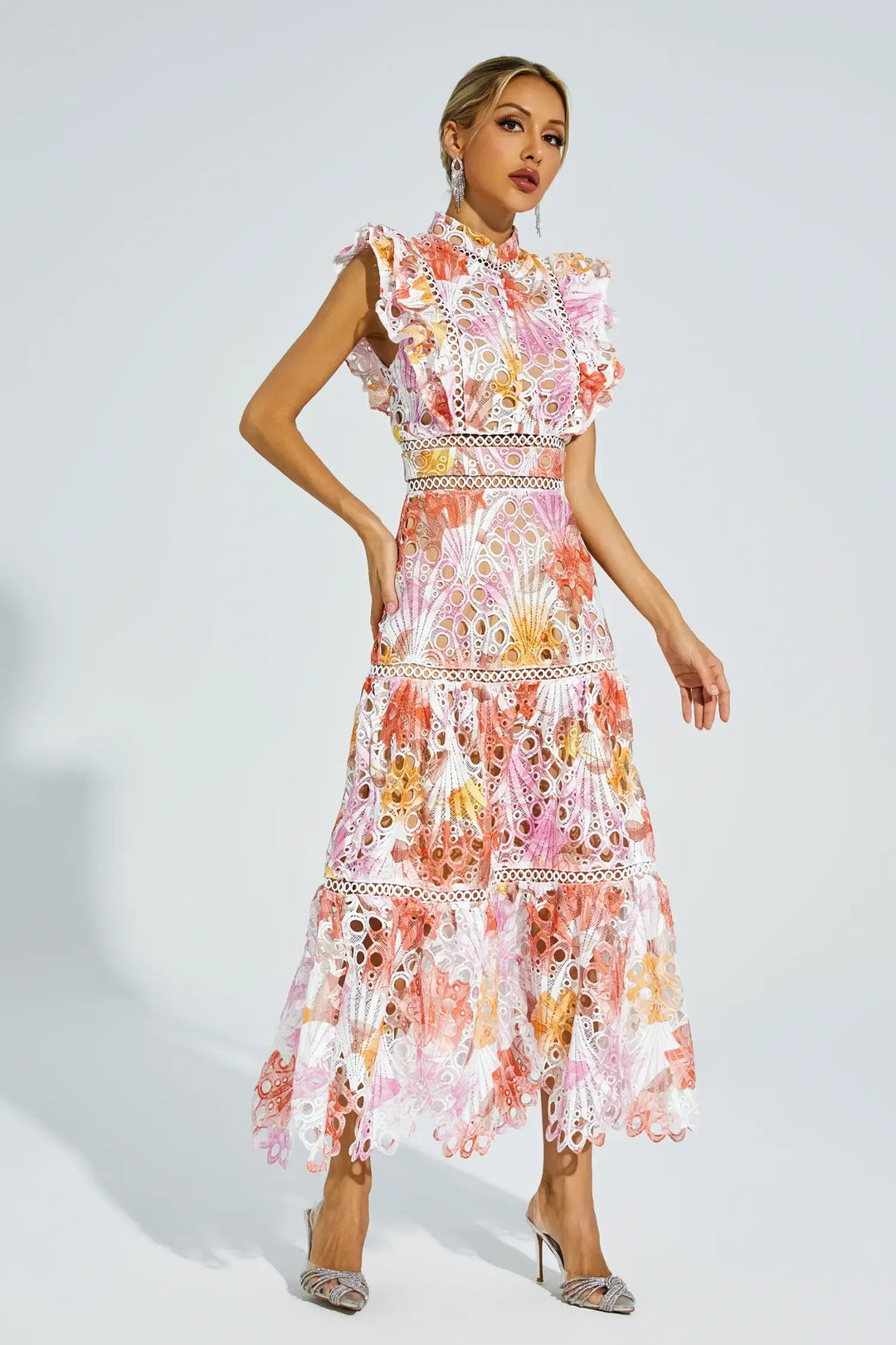 Paula Hollow Sleeveless Midi Dress