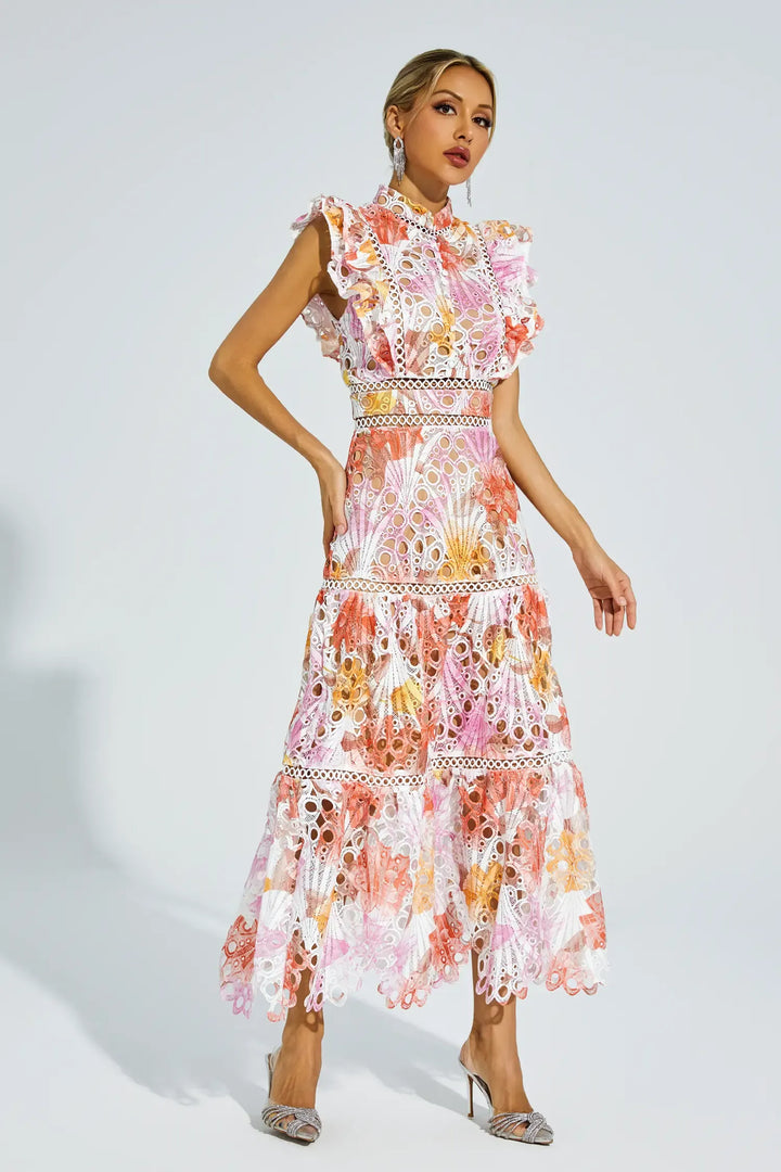 Paula Hollow Sleeveless Midi Dress