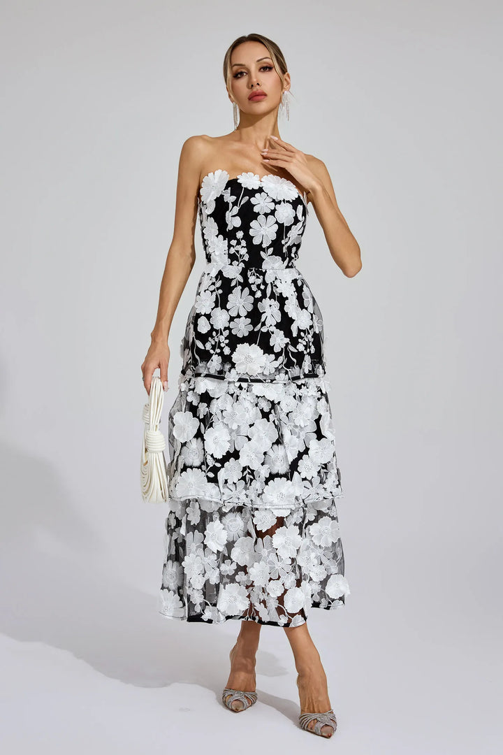 Marcia Off Shoulder Flower Dress