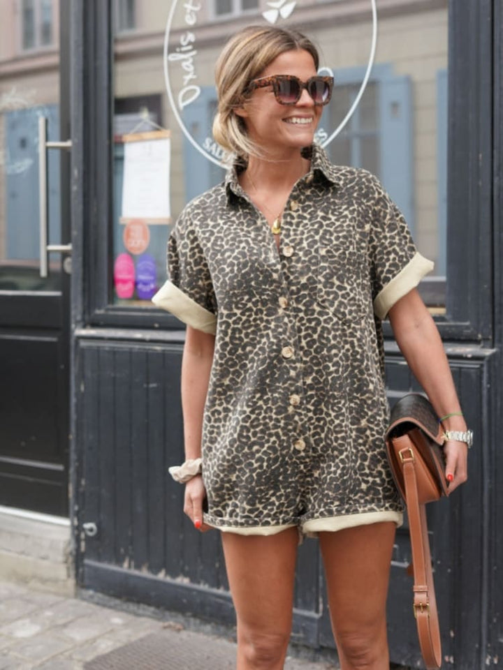 The Elara™ | Leopard Print Shirt Dress