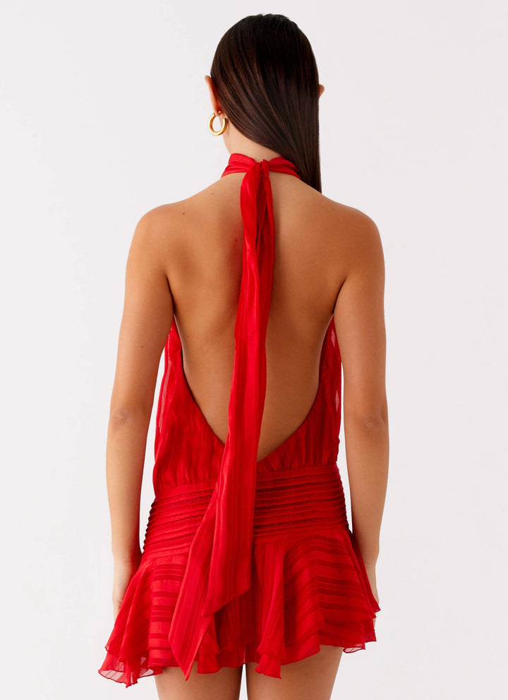 Barret Halter Neck Ruffle Mini Dress