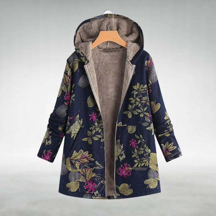 Fleural™ | Elegant Floral Hooded Coat
