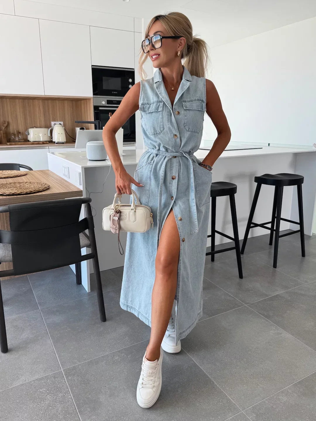 NORA – Elegant Maxi Denim Dress