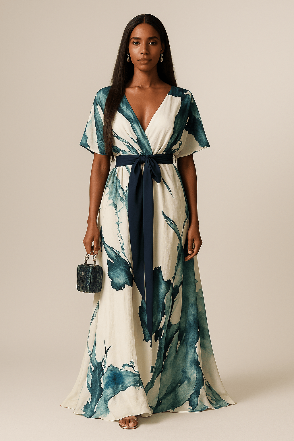 Aquarelle Elegance™ | Watercolour Print Maxi Dress