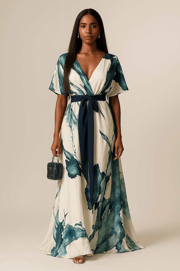 Aquarelle Elegance™ | Watercolour Print Maxi Dress