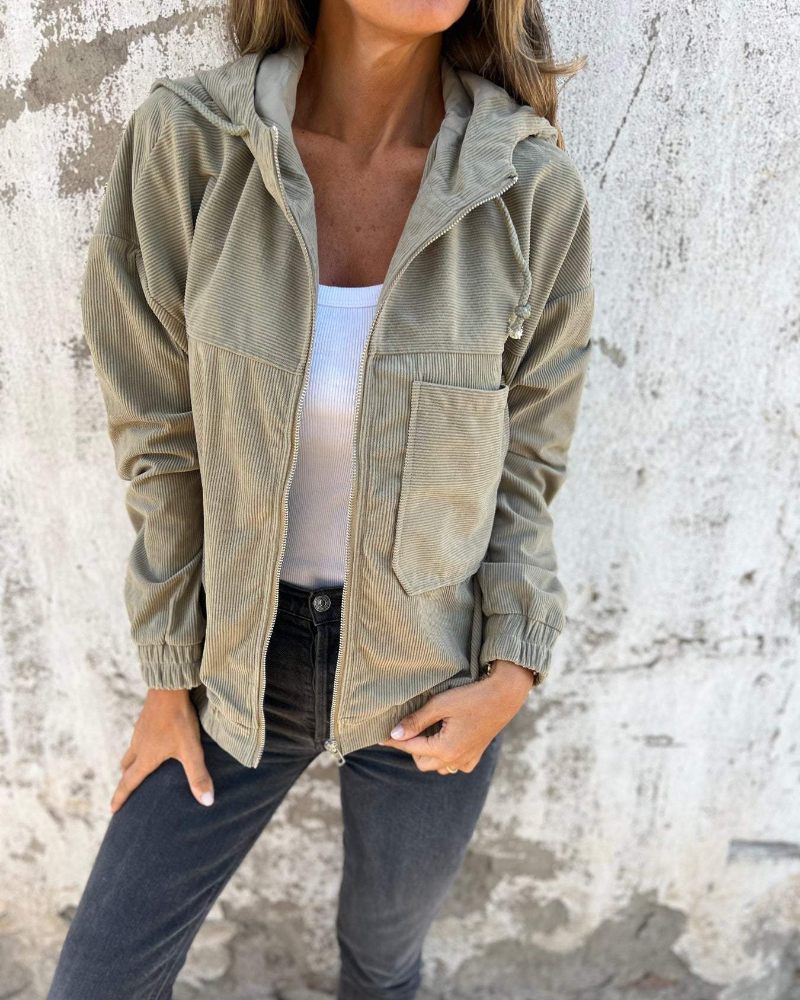 The Ella™ | Corduroy Zip-Up Hoodie