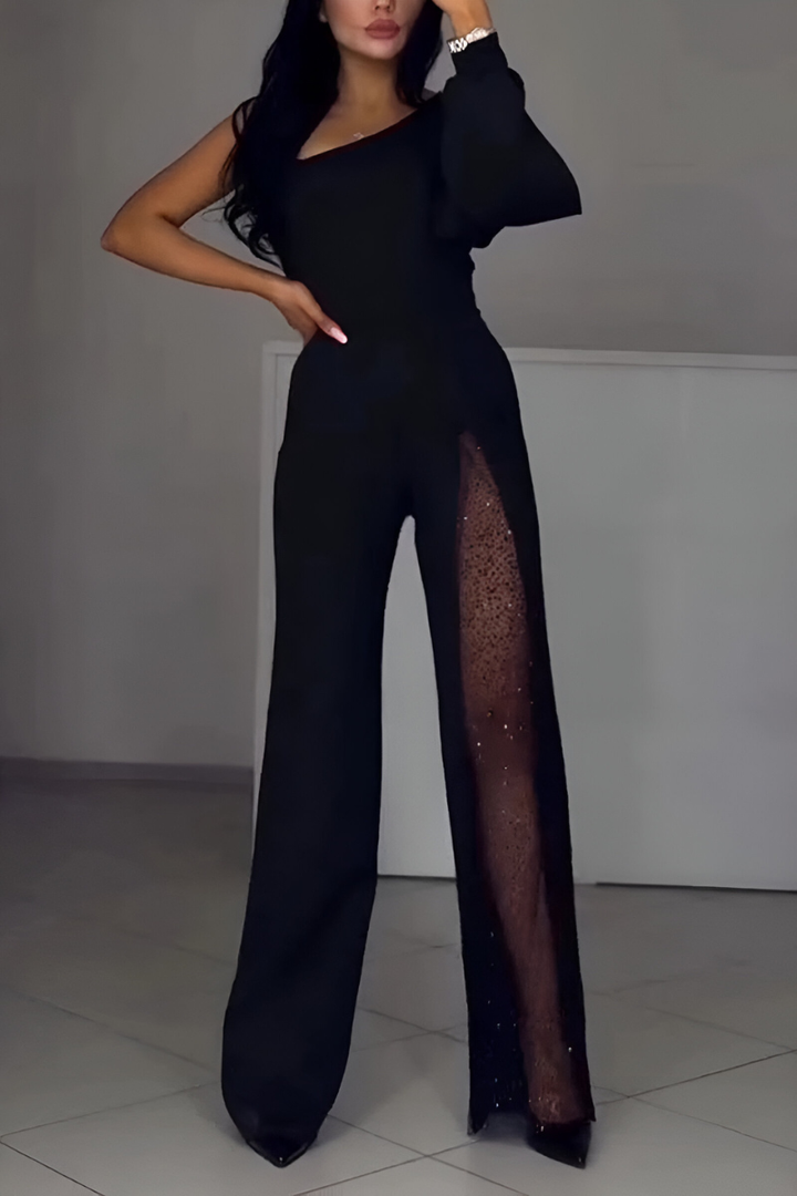 Celeste Luxe™ | One-Shoulder Wide-Leg Jumpsuit