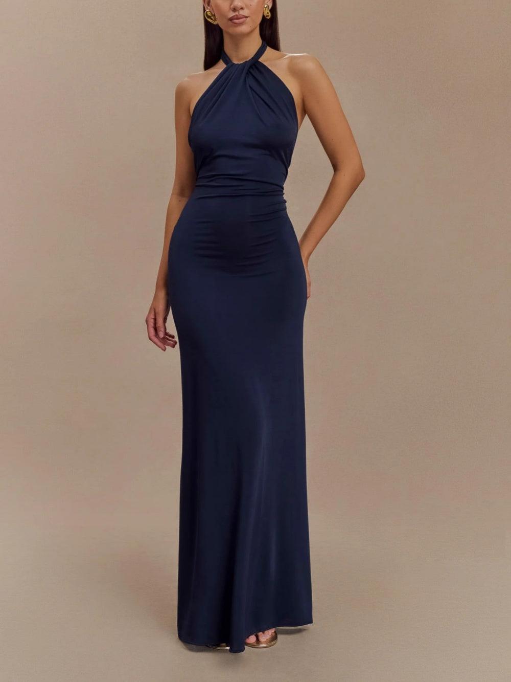 The Malia™ | Satin Halter Maxi Dress