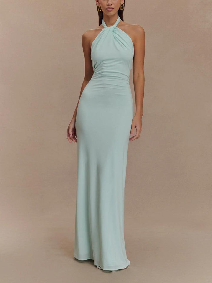 The Malia™ | Satin Halter Maxi Dress