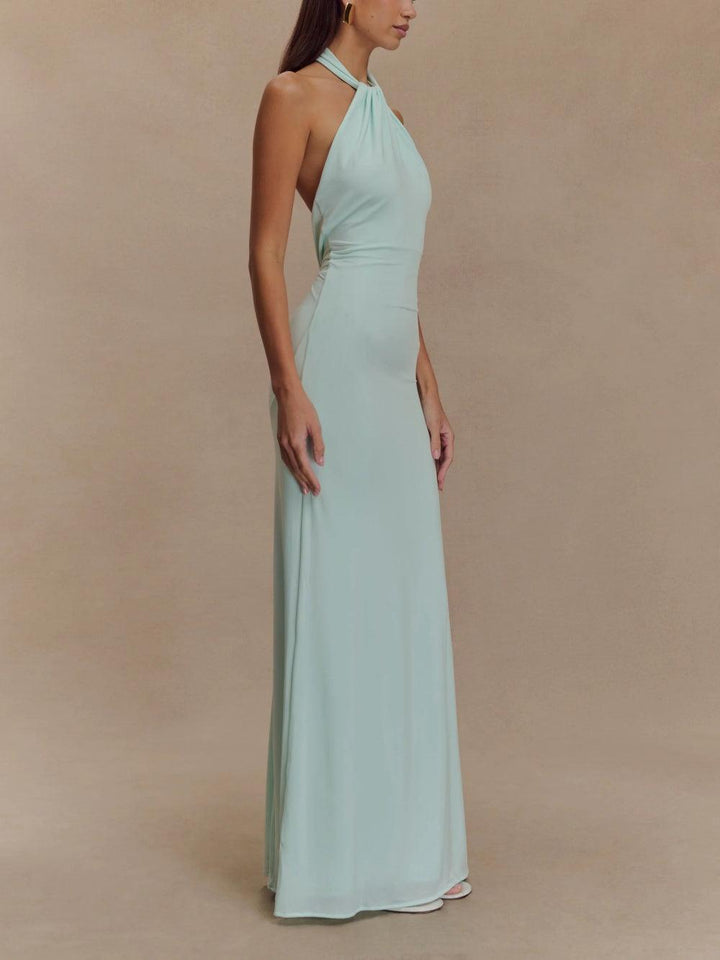 The Malia™ | Satin Halter Maxi Dress