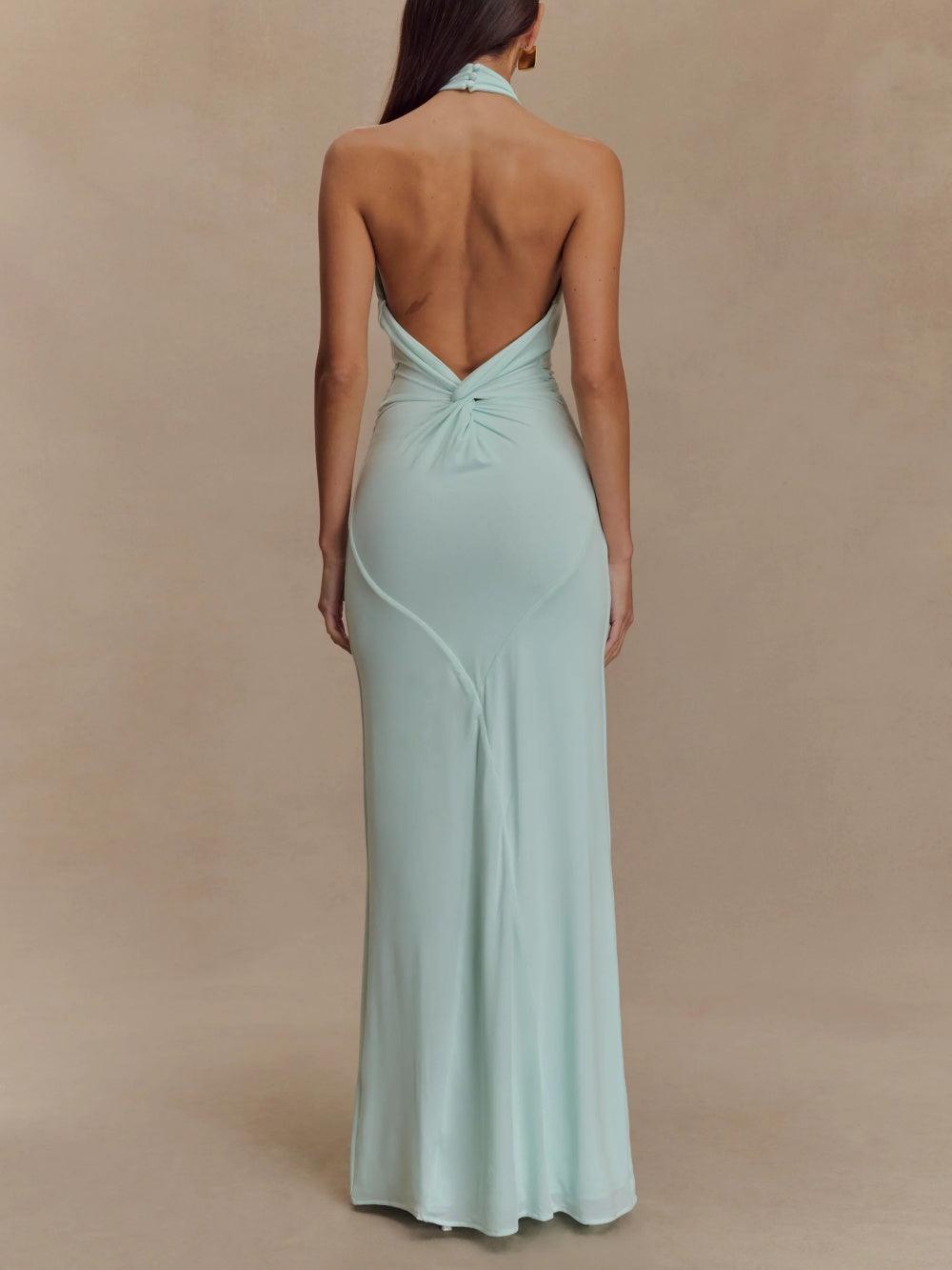 The Malia™ | Satin Halter Maxi Dress