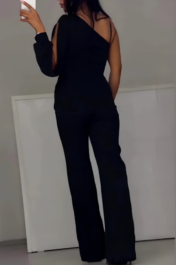 Celeste Luxe™ | One-Shoulder Wide-Leg Jumpsuit