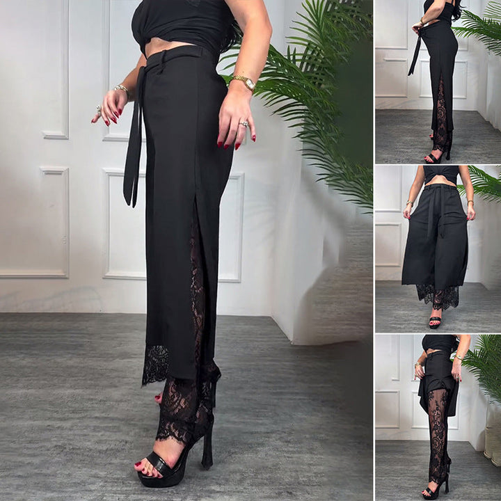 Marceline™ | High-Waist Lace Detail Trousers