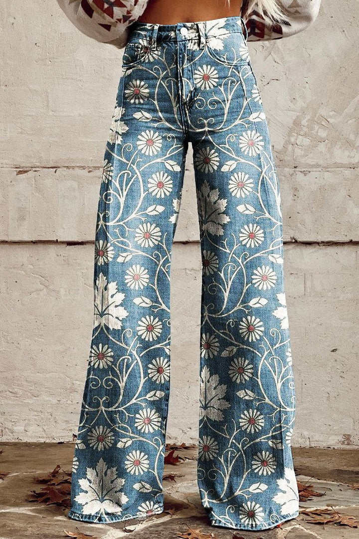 Molly Vintage Daisy™ | Wide-Leg Daisy Print Pants