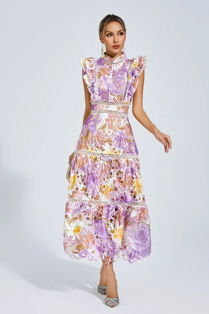 Paula Hollow Sleeveless Midi Dress