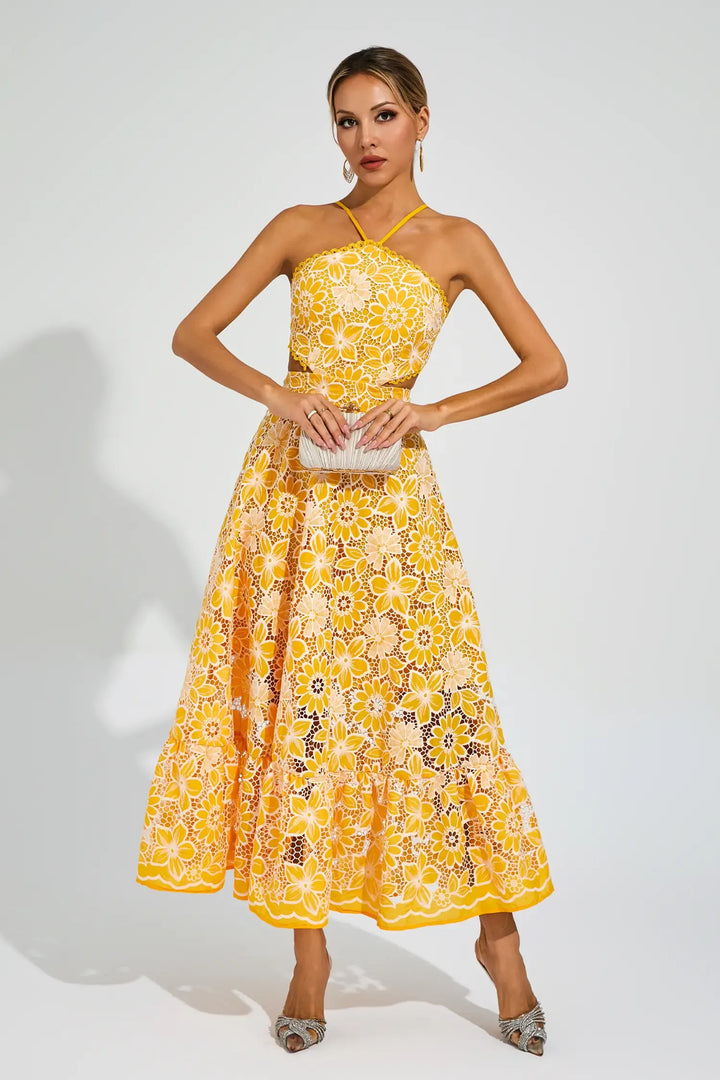 Melanie Cut Out Halter Dress