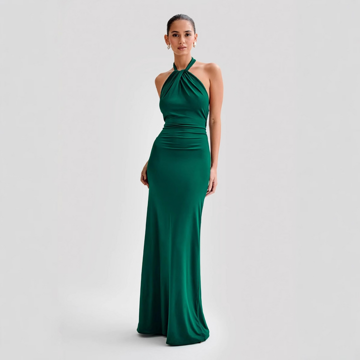 The Malia™ | Satin Halter Maxi Dress
