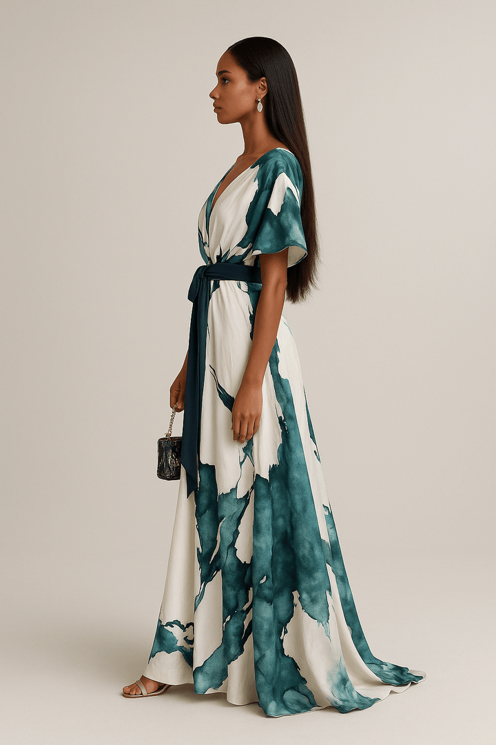 Aquarelle Elegance™ | Watercolour Print Maxi Dress